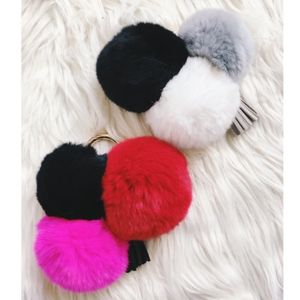 Tri-Color Faux Fur Key Chain